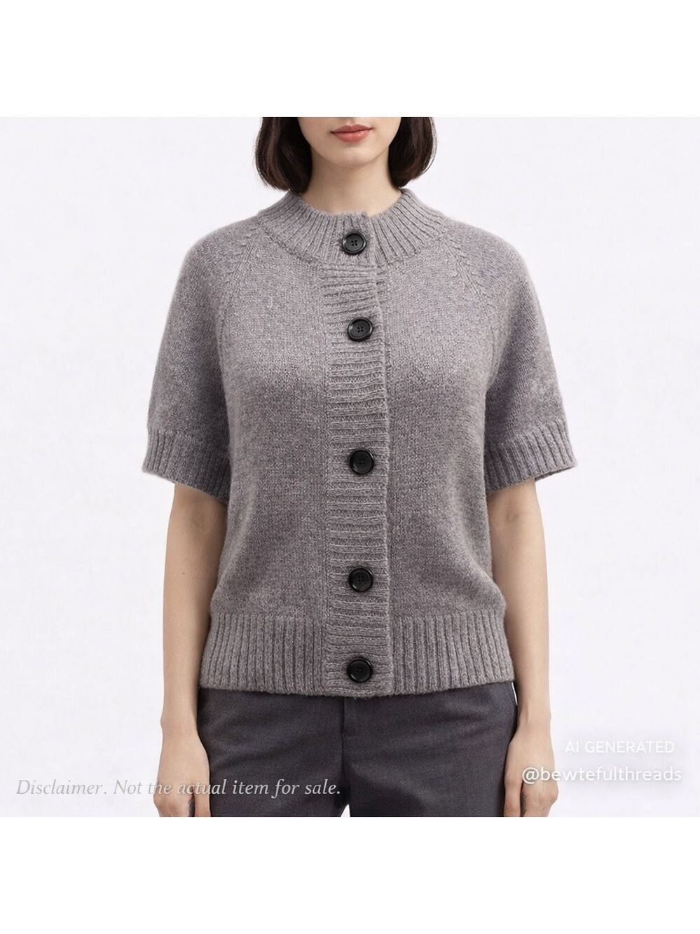Bruuns Bazaar Small Grey Alpaca Blend Button Front Knit Cardigan